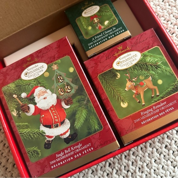 VTG HALLMARK Club Membership Kit Christmas Holiday Keepsake Lot 3 Ornament Y2K - Picture 1 of 5